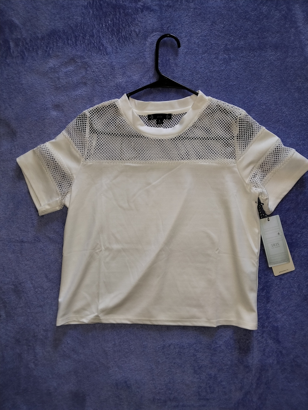 iris White Mesh Short Sleeve Tee